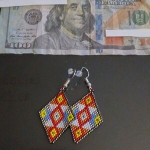 Colorful Beaded Diamond Earrings